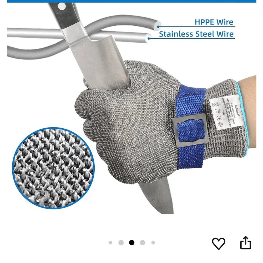 Stainless Steel Cut-Resistant Glove with Blue Strap